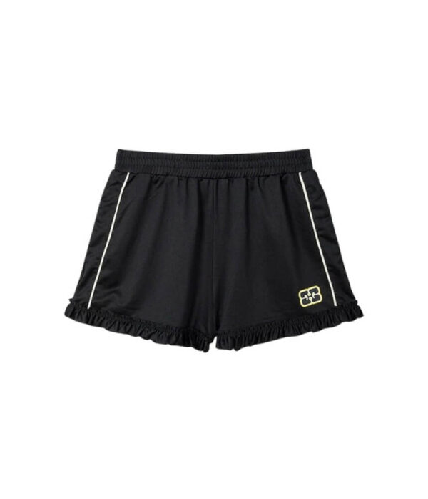 Ganni Cycora Shorts with Frills in Black