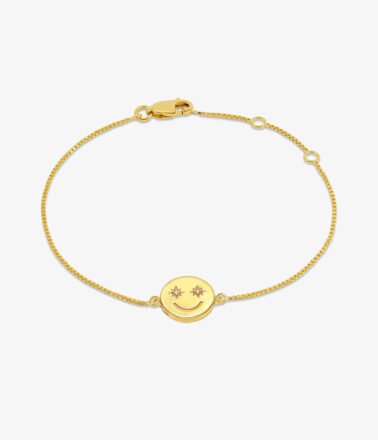 Rachel Jackson Mini Happy Face Bracelet in Gold