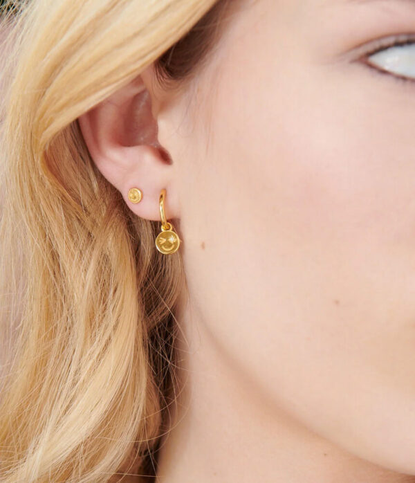 Rachel Jackson Happy Face Huggie Hoop Earrings in Gold
