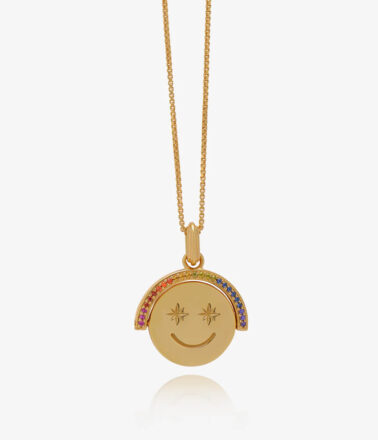 Rachel Jackson Rainbow Happy Face Spinning Necklace in Gold