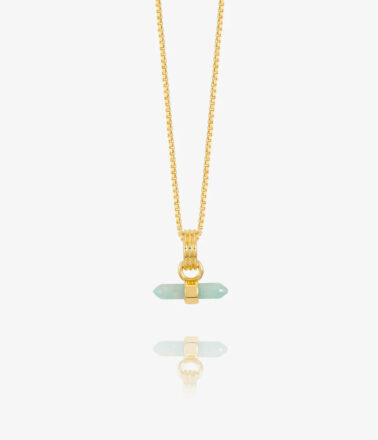 Rachel Jackson Tranquility Amazonite Mini T Bar Necklace in Gold
