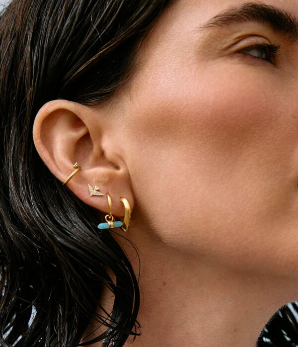 Rachel Jackson Tranquility Amazonite T Bar Huggie Earrings in Gold
