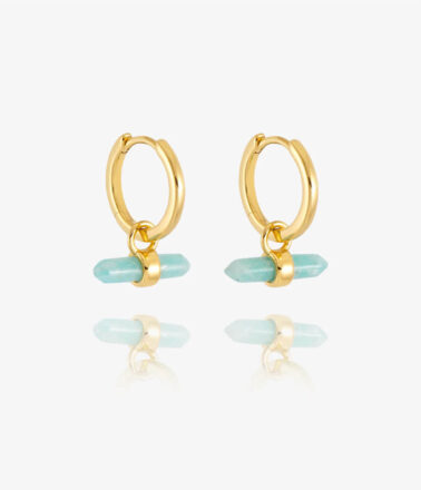 Rachel Jackson Tranquility Amazonite T Bar Huggie Earrings in Gold
