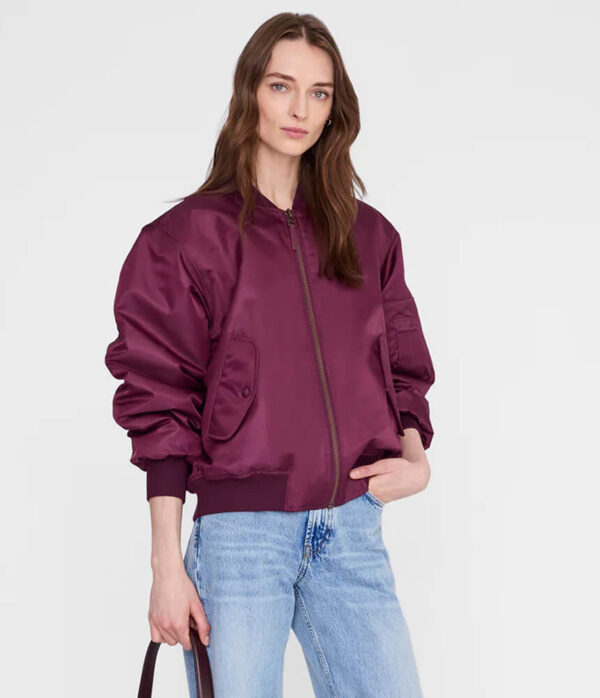 Anine Bing Leon Bomber Jacket in Fig (Burgundy)
