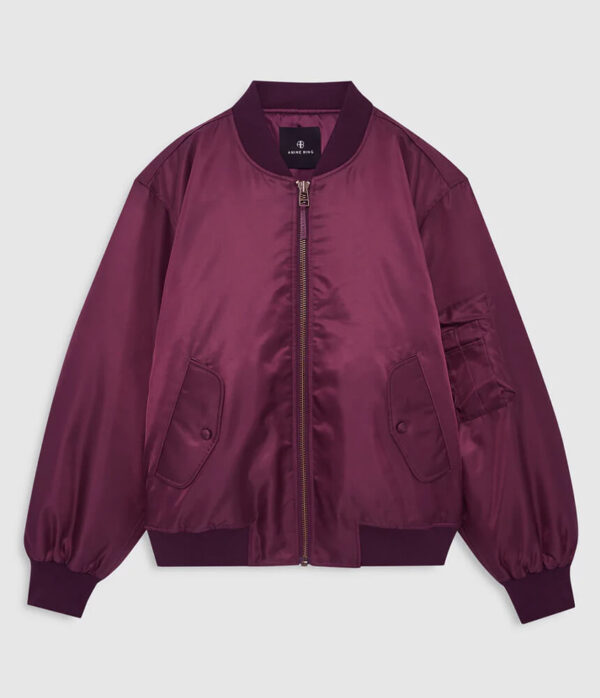 Anine Bing Leon Bomber Jacket in Fig (Burgundy)