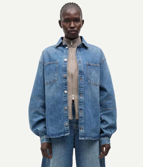 Samsoe Samsoe Saharp Seam Denim Shirt in Sephia Blue