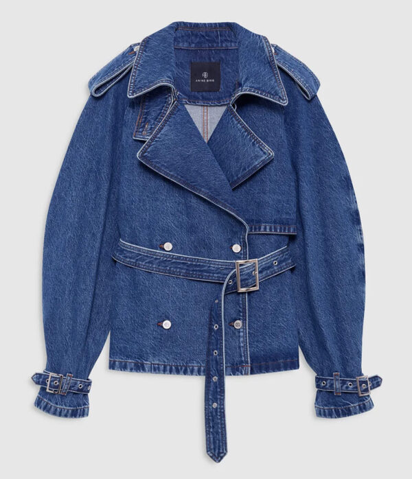 Anine Bing Pascale Trench Coat in Clean Indigo Blue