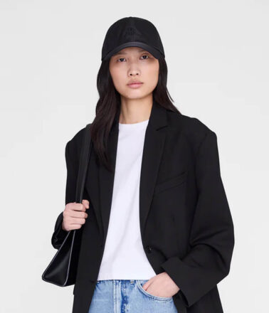 Anine Bing Jeremy Nylon Baseball Cap in Black