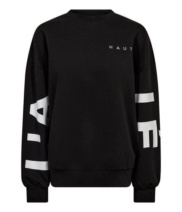 Haute L’Amitie Maxi Split Logo Sweatshirt in Black