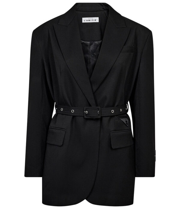 Haute L’Amitie Premiere Oversize Belt Blazer in Black