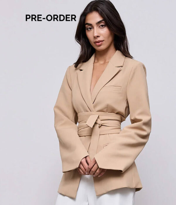 Odd Muse Belted Blazer in Camel Beige