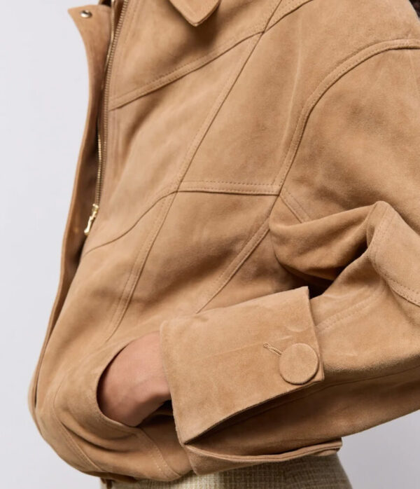 Odd Muse Suede Bomber Jacket in Brown