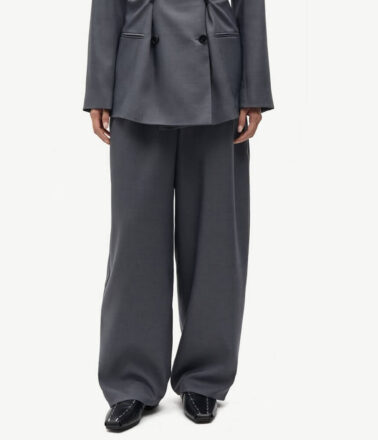 Samsoe Samsoe Saharper Pleat Trouser in Dark Grey Melange