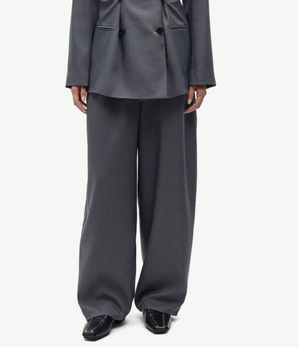 Samsoe Samsoe Saharper Pleat Trouser in Dark Grey Melange