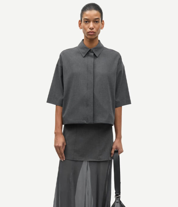 Samsoe Samsoe Salulu Short Sleeve Shirt in Ombre Blue