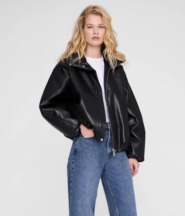 Anine Bing Cyrus Jacket in Black Recycled Leather