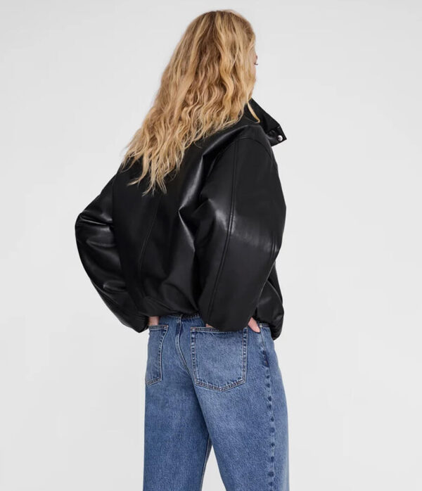 Anine Bing Cyrus Jacket in Black Recycled Leather