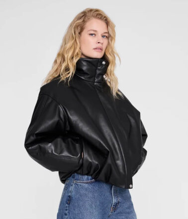 Anine Bing Cyrus Jacket in Black Recycled Leather