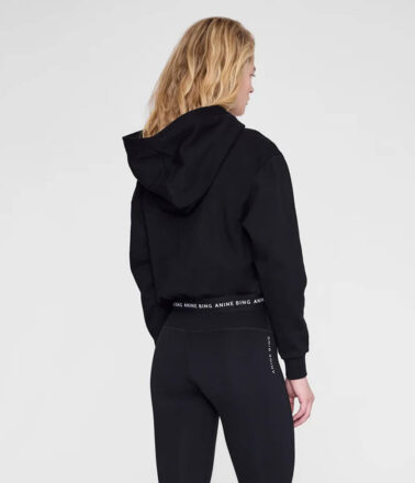 Anine Bing Dany Cropped Hoodie in Black