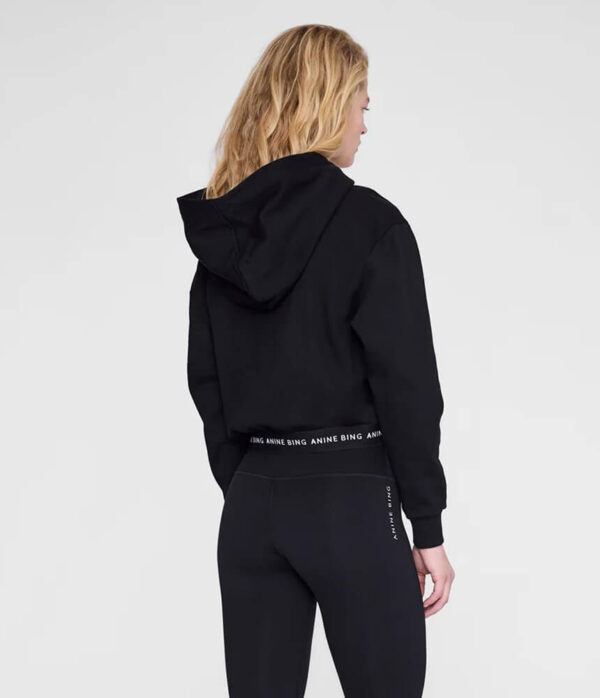 Anine Bing Dany Cropped Hoodie in Black