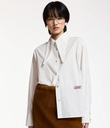 Essentiel Antwerp Kacao Tied Collar Shirt in Off White