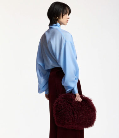 Essentiel Antwerp Karismatic Pussy Bow Tie Top in Sky Blue