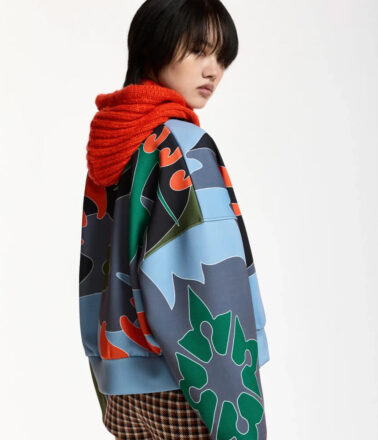 Essentiel Antwerp Kiva Placed Print Bomber Jacket in Dusty Green