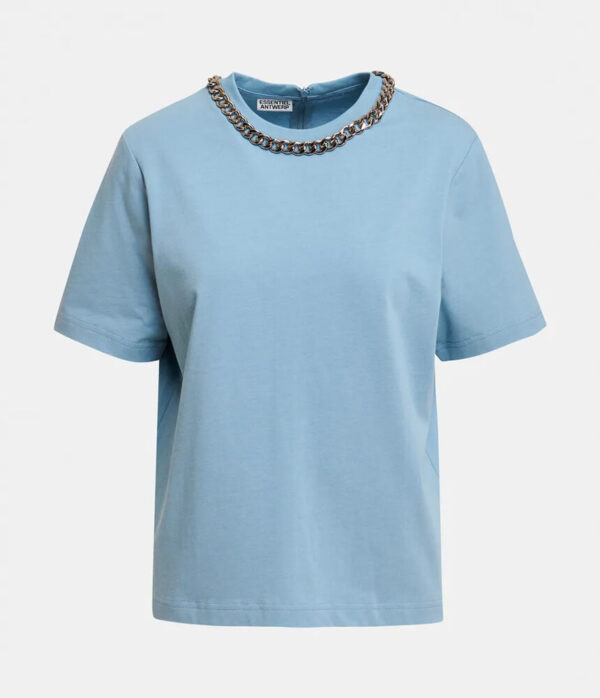 Essentiel Antwerp Klaim Tee Shirt with Chain in Blue