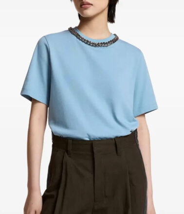 Essentiel Antwerp Klaim Tee Shirt with Chain in Blue