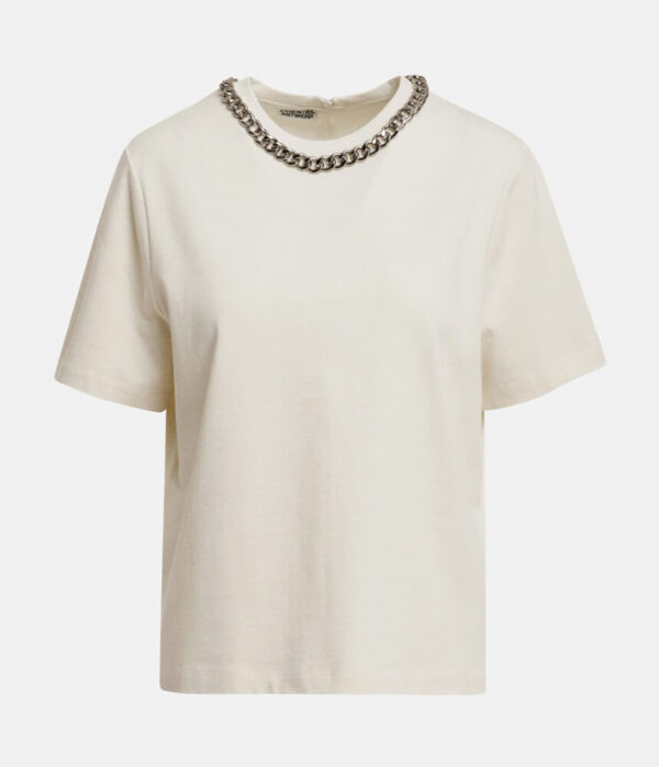 Essentiel Antwerp Klaim Tee Shirt with Chain in Off White
