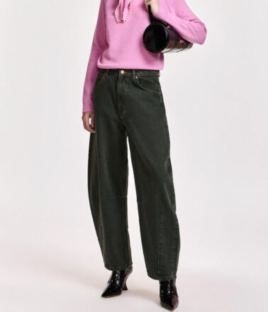 Essentiel Antwerp Kokos Barrel Leg Jean in Dusty Green