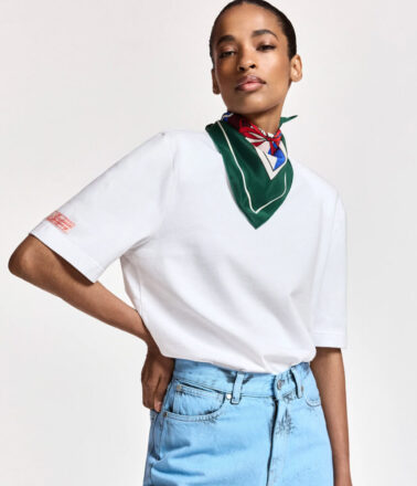 Essentiel Antwerp Kort Tee Shirt with Logo Label in White