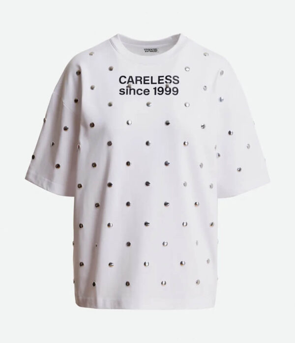 Essentiel Antwerp Kourse Tee Shirt with Studs in White