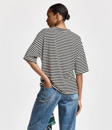 Essentiel Antwerp Kriss Striped Tee Shirt in Black