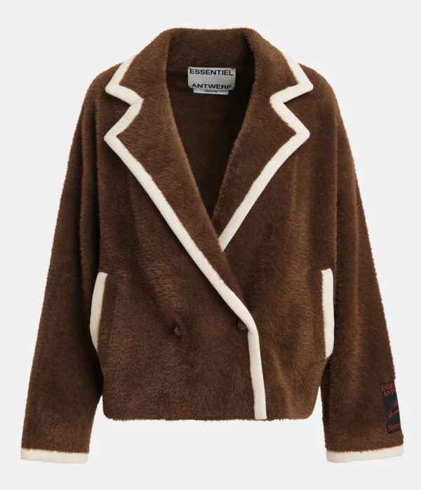 Essentiel Antwerp Kugar Contrast Cardigan in Brown