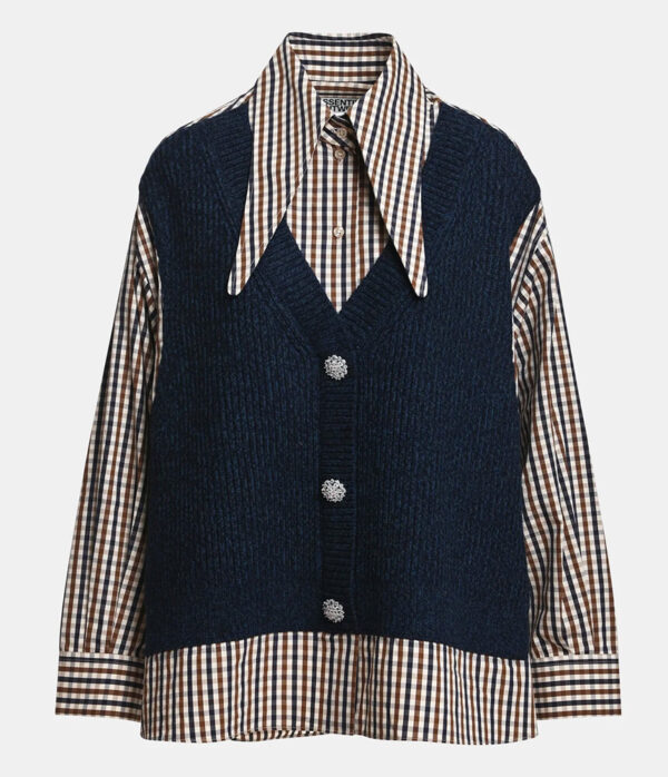 Essentiel Antwerp Kute Fabric Mix Shirt in Green