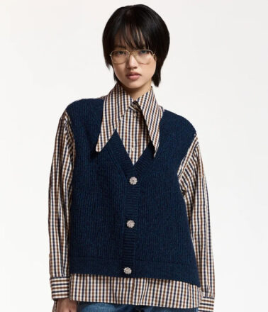Essentiel Antwerp Kute Fabric Mix Shirt in Green