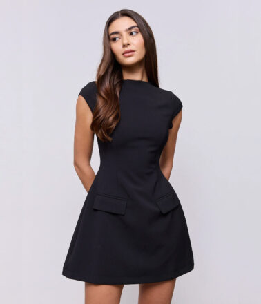 Odd Muse Split Sleeve Mini Dress in Black