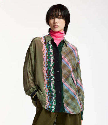 Essentiel Antwerp King Placed Print Shirt in Olive Green