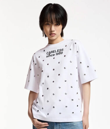 Essentiel Antwerp Kourse Tee Shirt with Studs in White