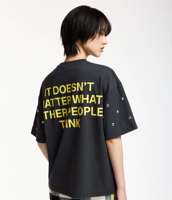 Essentiel Antwerp Kourse Tee Shirt with Studs in Charcoal Grey