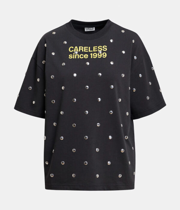 Essentiel Antwerp Kourse Tee Shirt with Studs in Charcoal Grey
