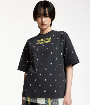 Essentiel Antwerp Kourse Tee Shirt with Studs in Charcoal Grey