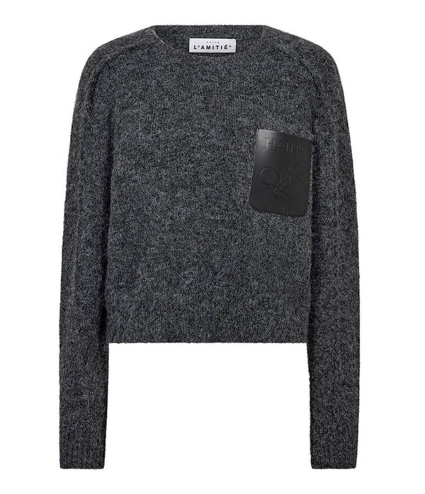 Haute L’Amitie Darcia Reverse Crop Pocket Jumper in Grey Melange