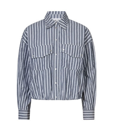 Haute L’Amitie Stone Crop Pocket Shirt in Black Stripe