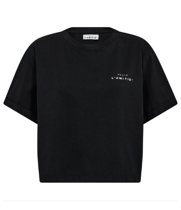 Haute L’Amitie Crew Neck Crop T Shirt in Black