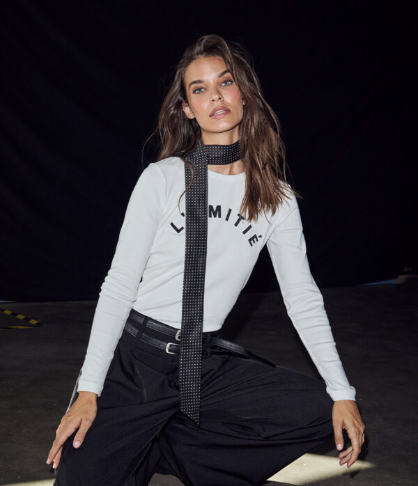 Haute L’Amitie Long Sleeve Clean Logo Tee in Off White