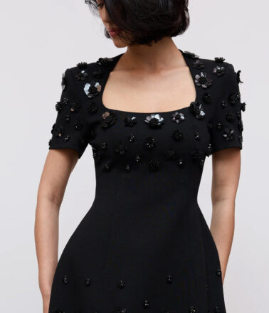 Odd Muse Embellished Applique Mini Dress in Black