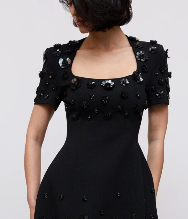 Odd Muse Embellished Applique Mini Dress in Black