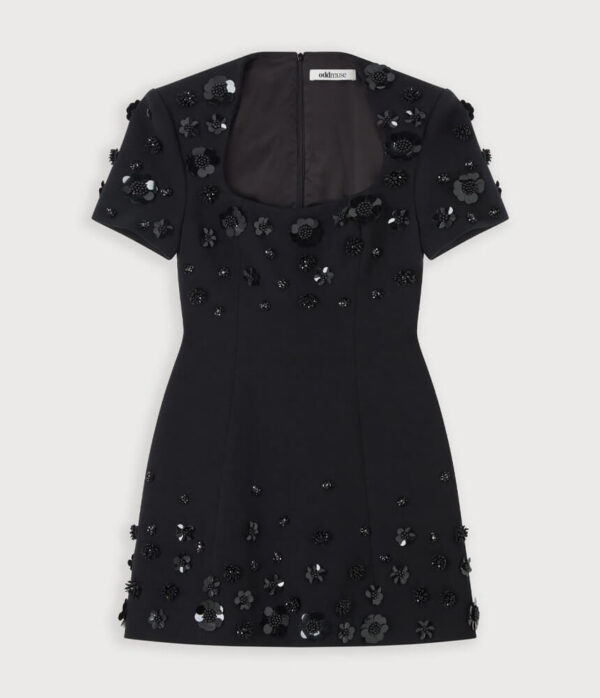 Odd Muse Embellished Applique Mini Dress in Black